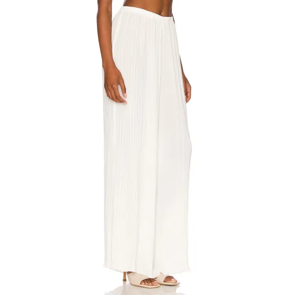 Good American White Plisse Georgette Wide Leg Pleated Pants 3/4 (US L/Xl) NWT - Image 3
