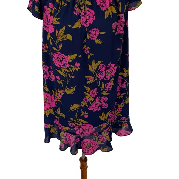 Express Dress‎ Medium Blue Pink Floral Boho Romantic Feminine - Image 3