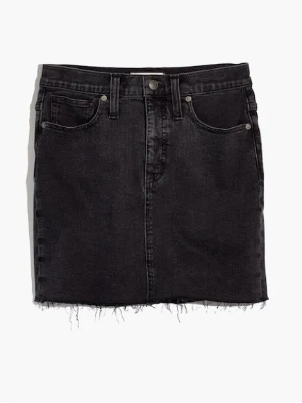 $80 NWOT Madewell Stretch Denim Straight Mini Skirt in Ashcraft Wash: Raw-Hemmed - Image 4