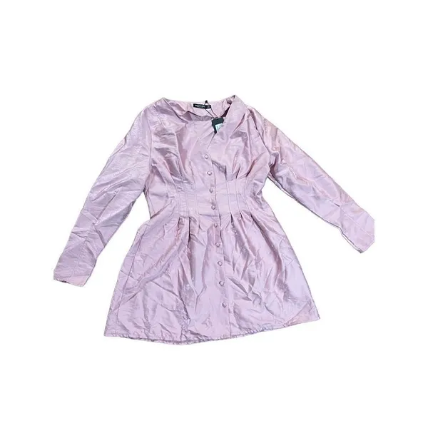Nasty Gal Shimmer over‎ here mini shirt Pink dress sz 10 - Image 3