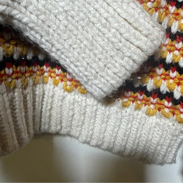 Zara Knit Striped Multicolor Chunky Cable Sweater Womens Medium - Image 6