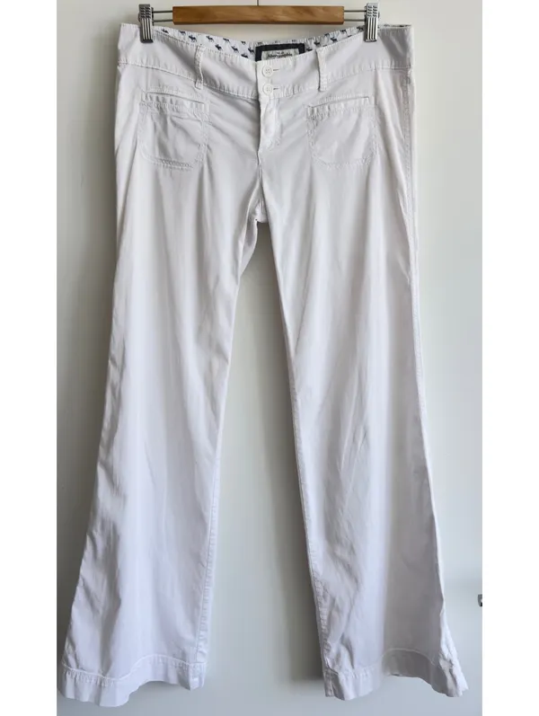 Abercrombie & Fitch White Bootcut Pants Low Rise Front Patch Pocket Women’s 6 - Image 2