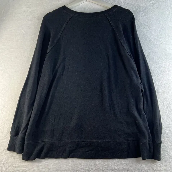 AE Aerie Small‎ Sweatshirt Oversized Inside Out Crew Neck Side Slits Tunic Black - Image 12