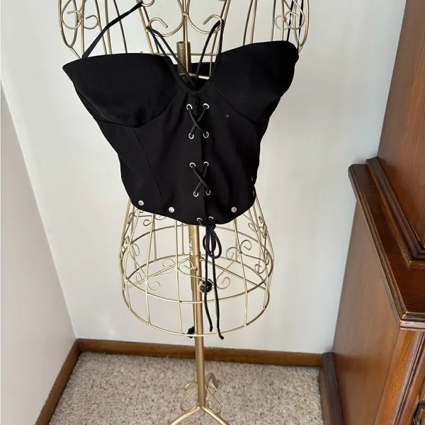 Princess Polly Lace Up Corset Crop Top Size 6 Black Grommet - Image 5
