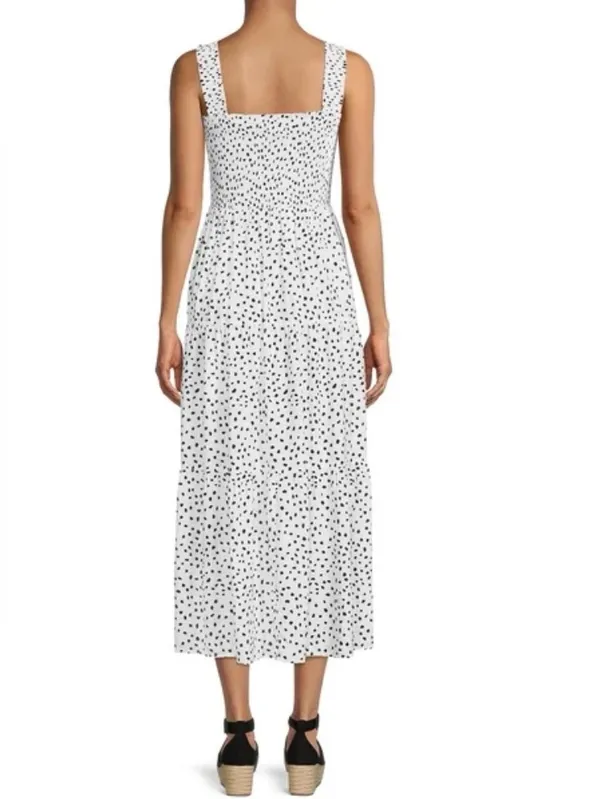 Beachlunchlounge White Polka Dot Square-Neck Maxi Dress Large - Image 3