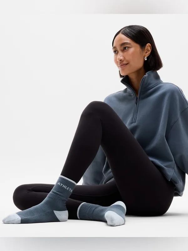 Athleta Colorblock Crew Socks Gray Blue NWT Women’s M/L - Image 2