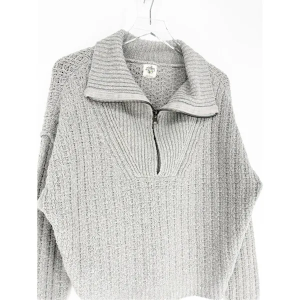 Free People Colorado 1/2 Zip Pullover Sweater Women's S‎ Gray Cozy - Image 4