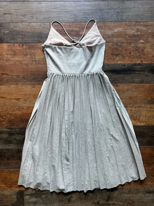 elevenses gold Shimmer Pleated Midi Dress size 4 - Image 2
