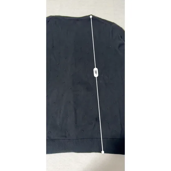 Talbots Womens Black Cotton Swiss Dot Textured Button Front Cardigan Size L - Image 7