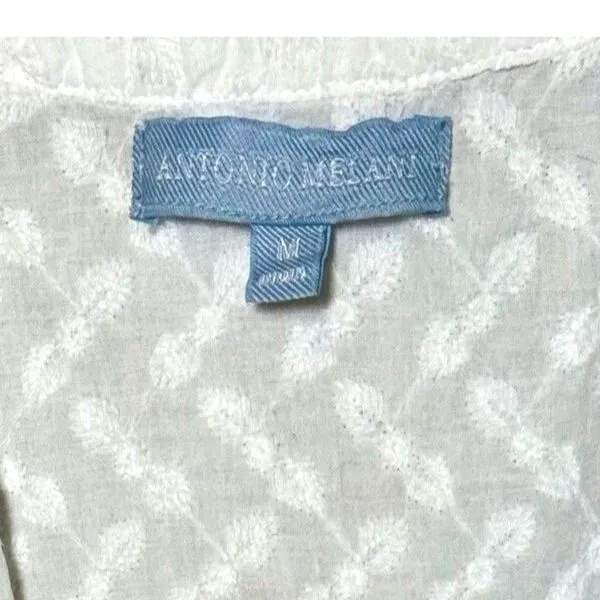 Antonio Melani 100% Cotton Lace Swim Cover Up Dress White Boho Tunic Size M - Image 5