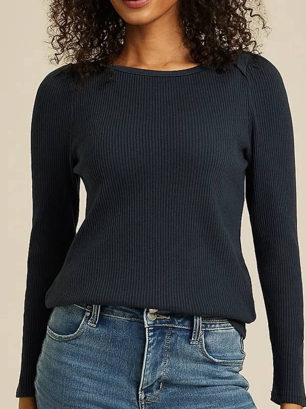 Maurices Ribbed Envelope Neck Long Sleeve Tee - Image 2