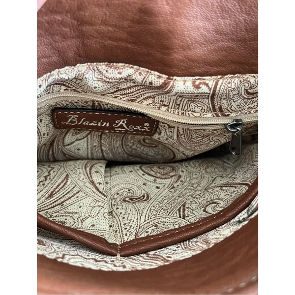 Blazin Roxx Ella concealed carry Messenger purse with holster Calf Hair - Image 8