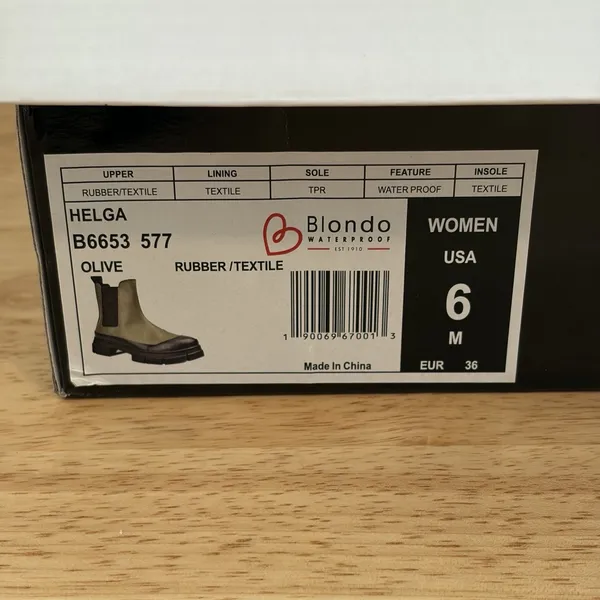 Blondo Olive Green Black Chunky Waterproof Helga Chelsea Boots 6M Rubber Textile - Image 6