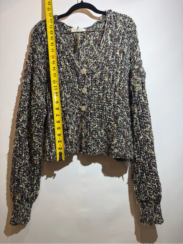NWT Free People Multicolor Speckled Chunky Button Flea Market Cardigan Size M - Image 4