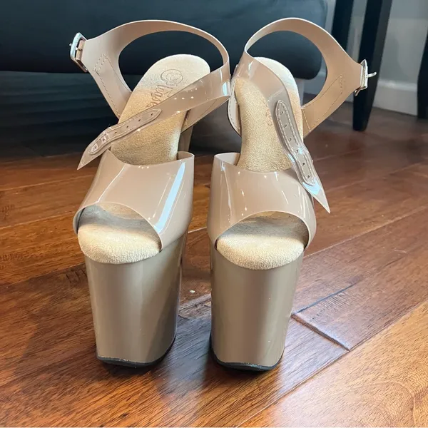 Pleaser Flamingo-808N Jelly 8 Inch heels in nude - Image 13