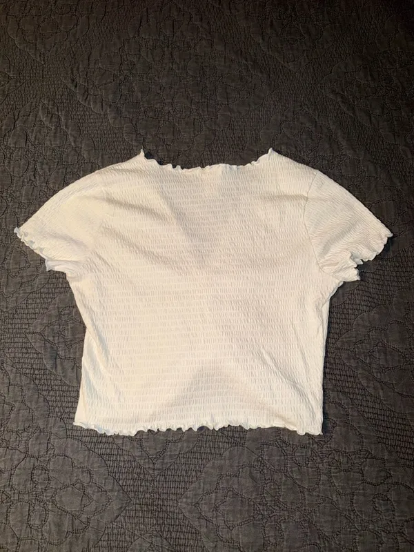 Altar'd State Cream Ruched V-Neck Crop Top - Image 3