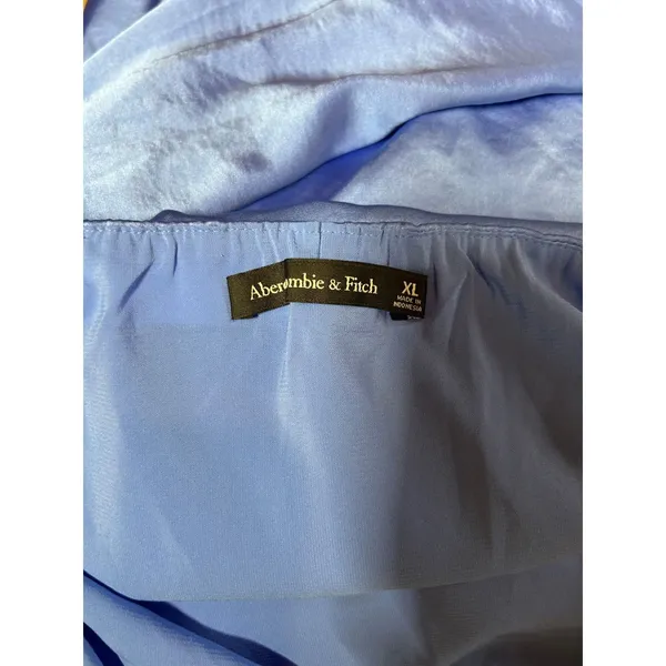 Abercrombie Blue‎ Strapless Maxi Dress Size XL Satin Slip Autumn Wedding Guest - Image 4
