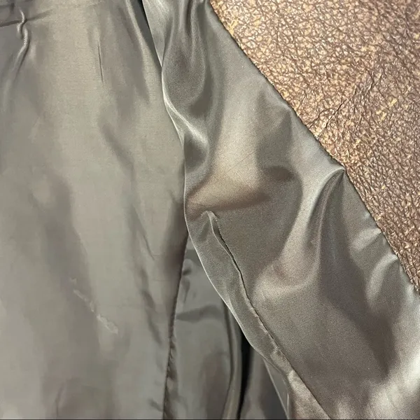CRIPPLE CREEK Brown 100% Genuine Leather Studded Zip Pockets Jacket Size Medium - Image 4