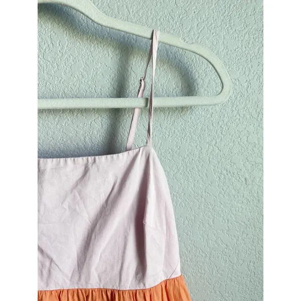 J.Crew Sunset Colorblock Tiered Maxi Sundress Coastal Boho‎ Summer Poplin Size 4 - Image 4