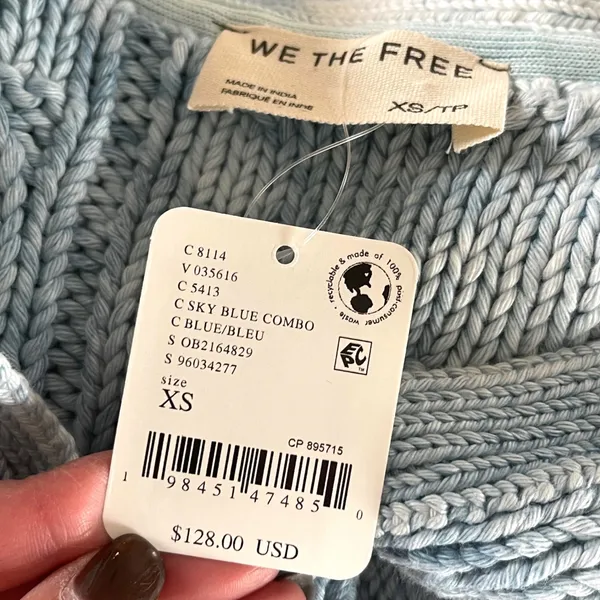 We The Free Free People Sweater Vest Womens XS Blue Ombre Cable‎ Knit Zip - Image 8