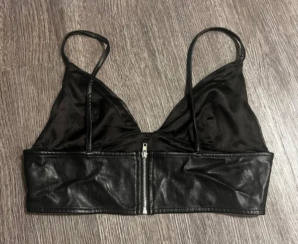 Leather Crop Top Black Size M - Image 4