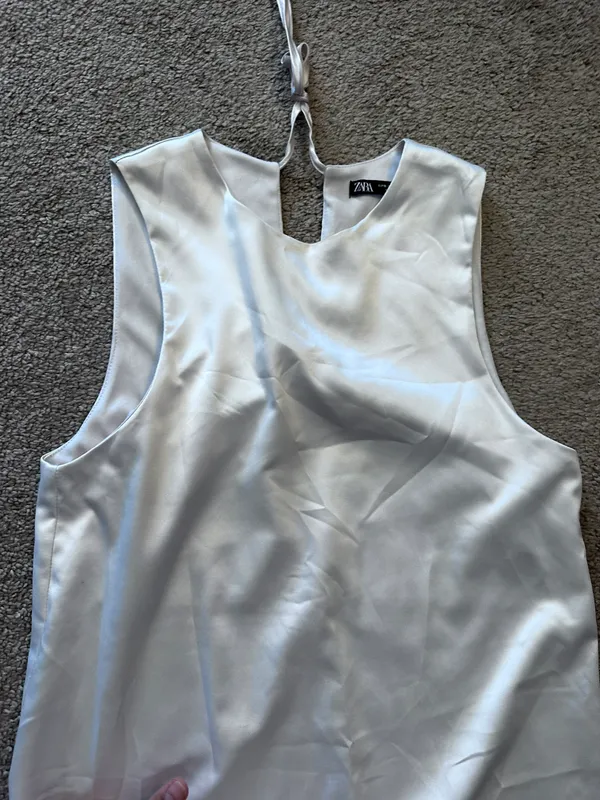ZARA White Satin Dress - Image 4