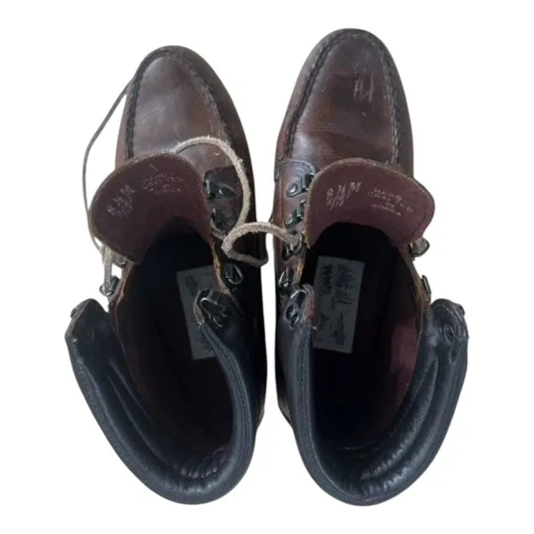 HHB Brown Boots Women Size 8.5M Moc Toe High Ankle Leather Hand Crafted Shoes - Image 9