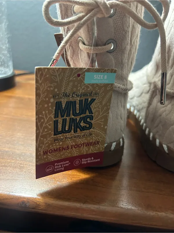 Muk Luks Taupe Quilted Knit Ankle Booties - Image 2