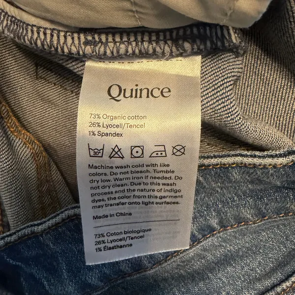 Quince Stretch Bella Stretch Barrel Jeans Atlantic Blue Organic Cotton Size 27 - Image 9