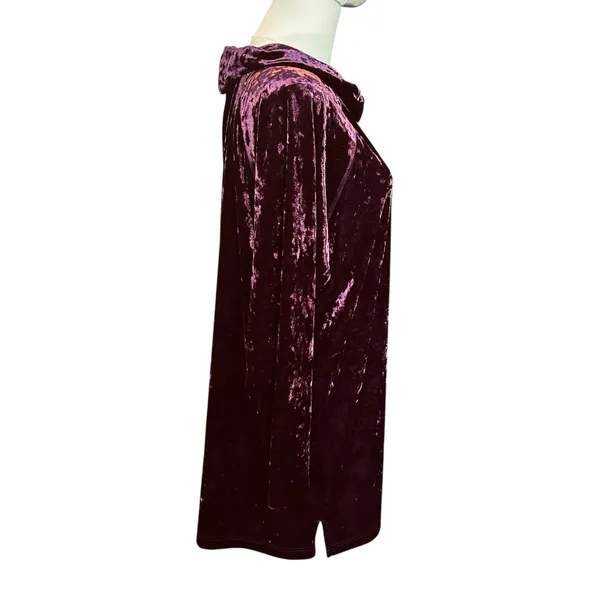 Cabernet Velvet Cowl Neck Top Tunic Burgundy SZ Large Boho Chic Cottage Holiday - Image 7