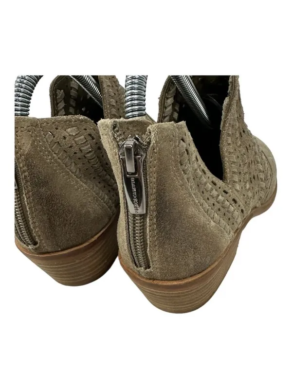 Vince Camuto Taupe Suede Perforated Booties Low Block Heel Size 7.5 - Image 7