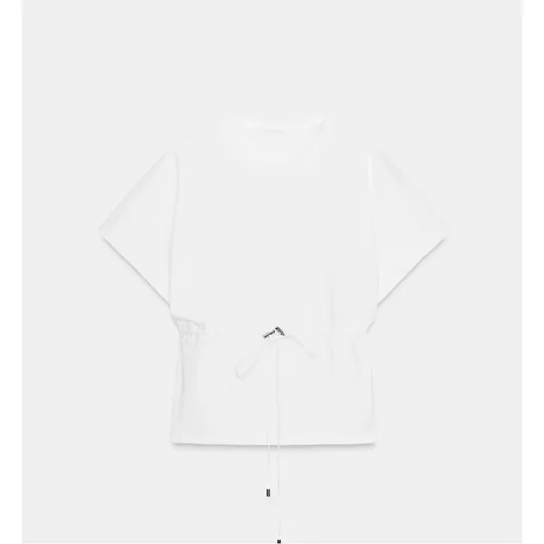 Zara NWT white heavy cotton tee shirt with drawstring waist peplum cinched waist - Image 8