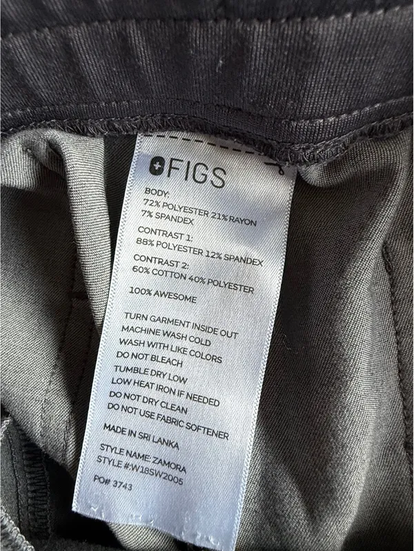 FIGS Zamora Gray Medical Scrub Jogger Pants with Teal Drawstring, Size M - Image 6