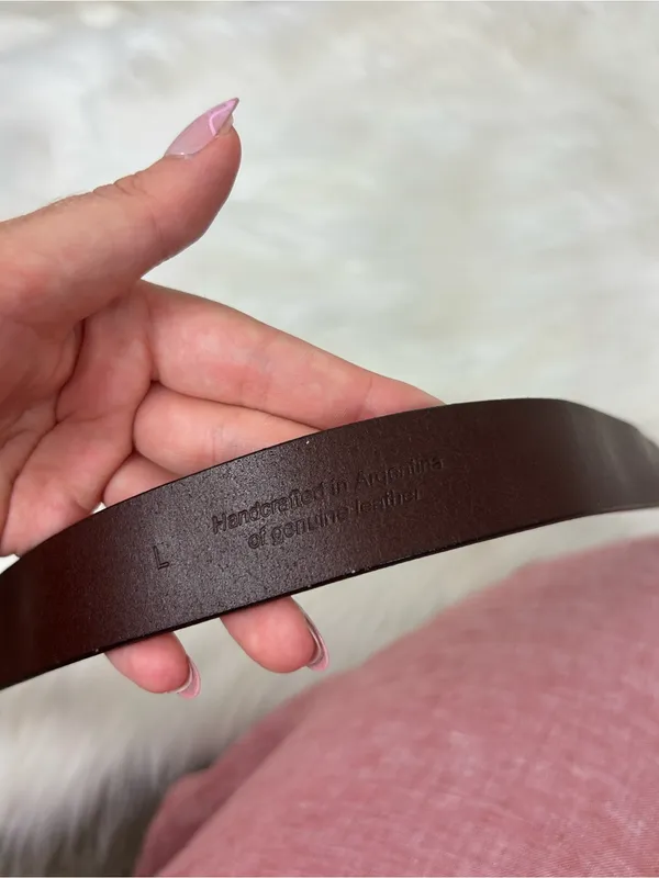 Vintage Leather Embossed Boho Belt Size L - Image 11