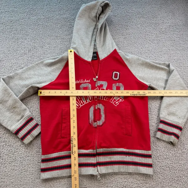 G III for Her Alyssa Milano Ohio State Buckeyes Red Zip Up Hoodie Women Large - Image 3
