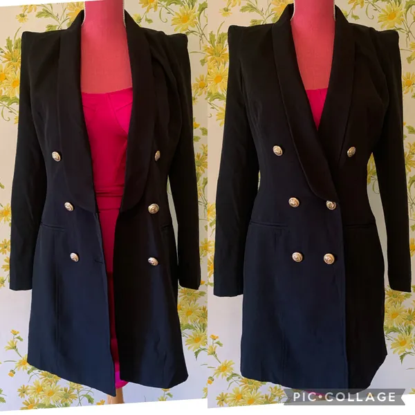 Womens Black Double Breasted Blazer Dress Size M - Image 2