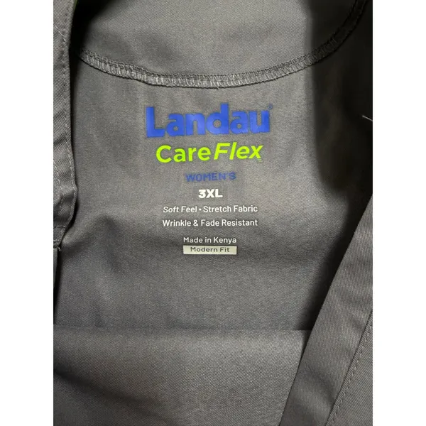 Landau CareFlex Womens Scrub Top 3XL Gray V-Neck Stretch Modern Fit 2Pocket NWOT - Image 3