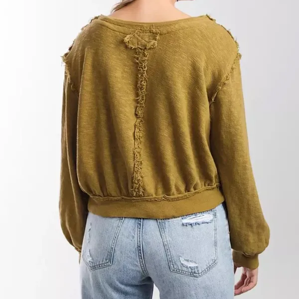 Free People X We The Free Golden Road Cardigan Curly Willow Mustard Olive Crop - Image 3