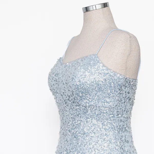 Betsy &‎ Adam - Ice Blue Sequined Floor Length Gown - Image 12