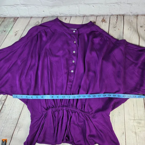 J. Jill Purple Soft Luxe Dolman Sleeve Button Front Blouse Medium WTP337251 - Image 8