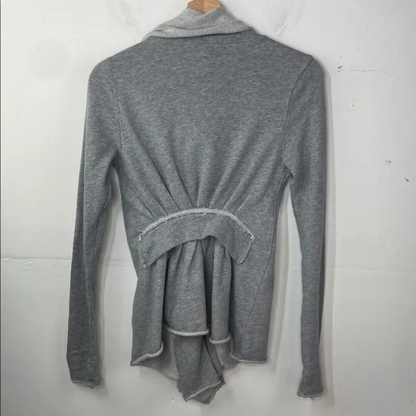 We the Free Free People Ebb and Flow Zip Up Ruffle Sweatshirt size XS Gray - Image 9