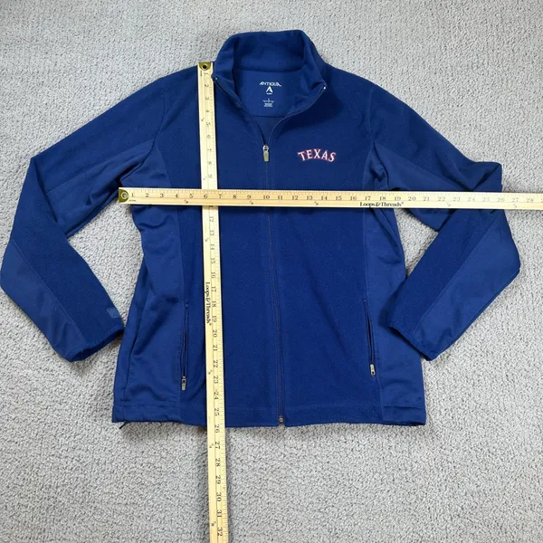 Texas Rangers Womens L Fleece Full Zip Jacket Embroidered MLB Baseball Antigua - Image 2