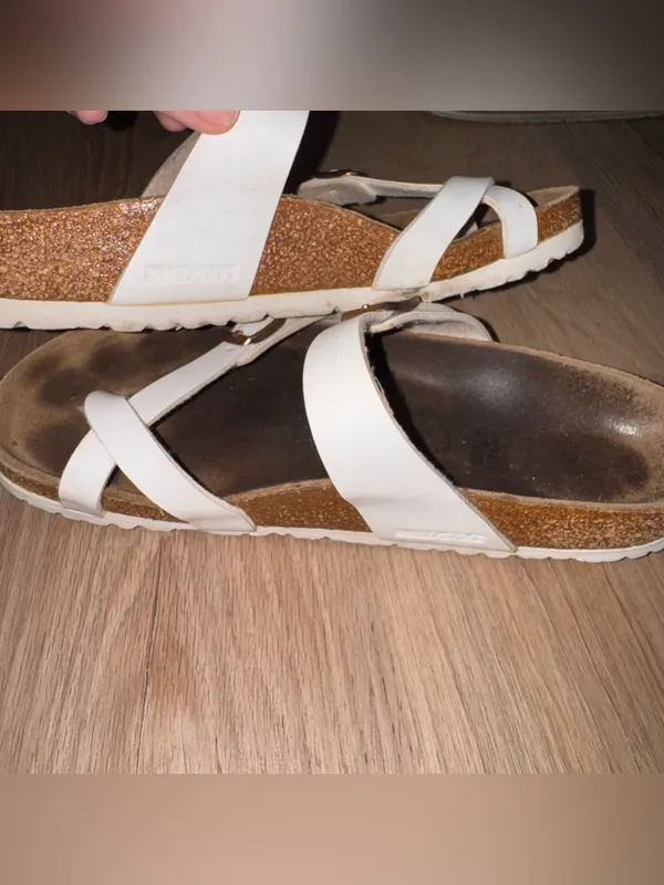 Birkenstock Mayari Birko-Flor Sandals - White & Brown - Size 38 - Image 4