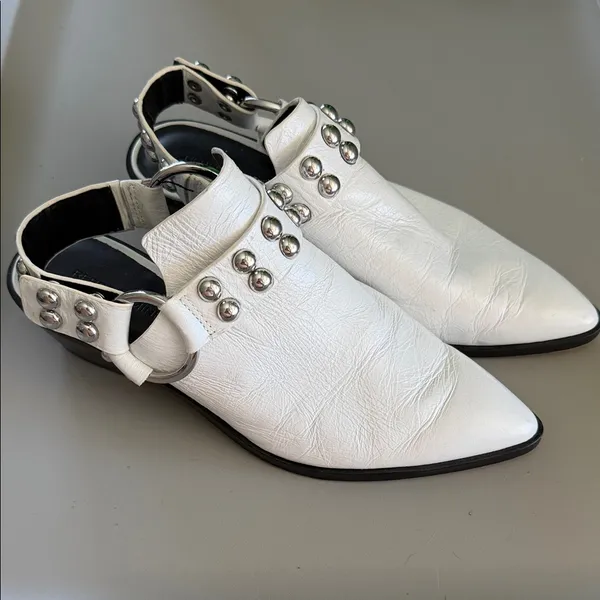 Rebecca Minkoff White Studded‎ Ankle Booties size 6.5 - Image 3