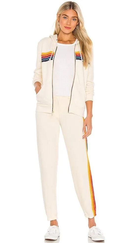 Aviator Nation Cream 5 Stripe Sweatpants - Image 5
