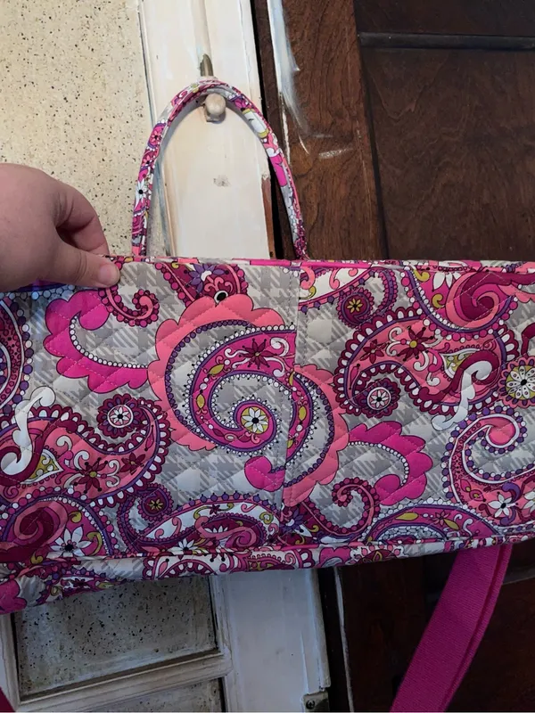 Vera Bradley Quilted Paisley Pink Travel Tote Bag - Image 8