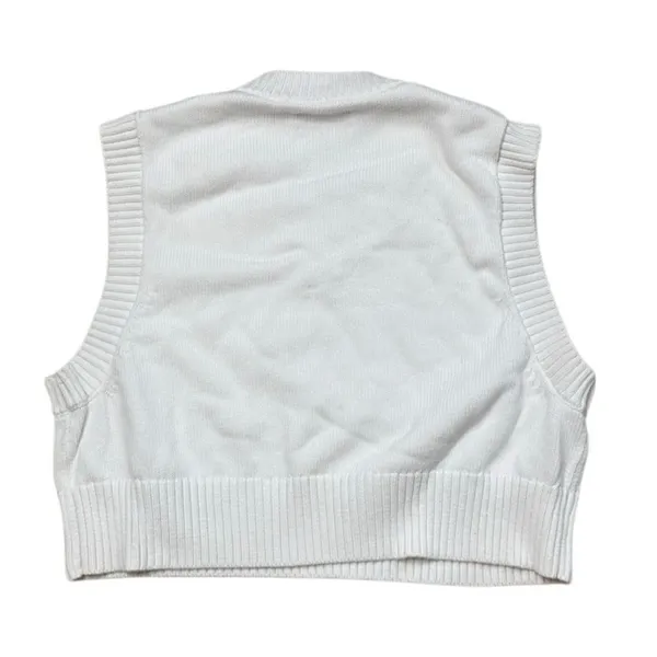 TNA Aritzia Cropped Marcy Vneck Vest White Knit Large - Image 4