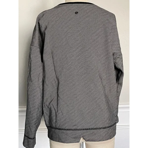 Lululemon Keep Up Crew Size 6 Black Stripe Cotton Fleece Athleisure Sweatshirt - Image 8