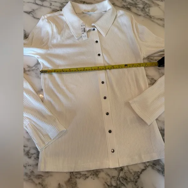 NWT Madewell Winter White Snap-Front Cardigan Sweater Top Size Medium - Image 9