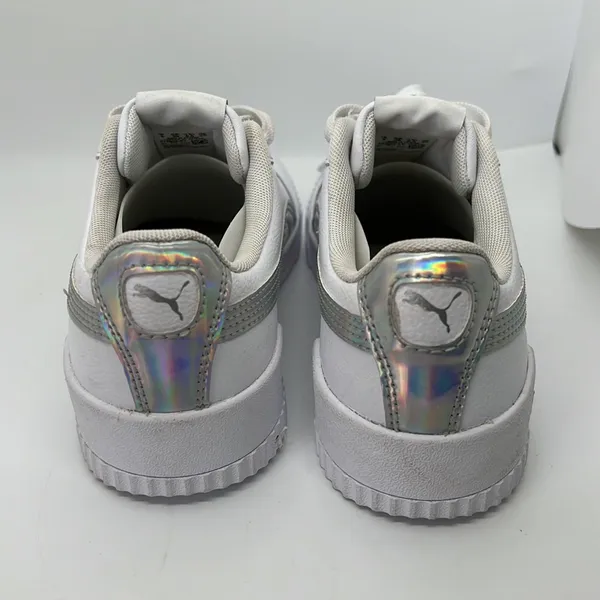Puma Carina Iridescent High Platfrom Low Top Sneakers White/Silver Women's 8.5 - Image 3